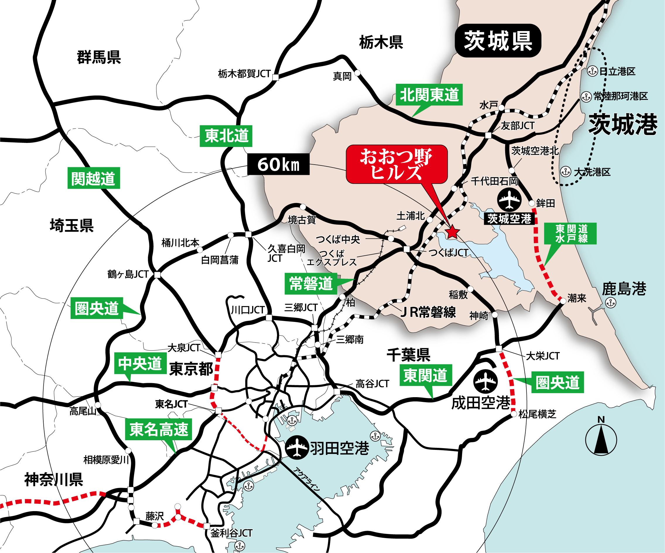 車アクセスの道路マップ